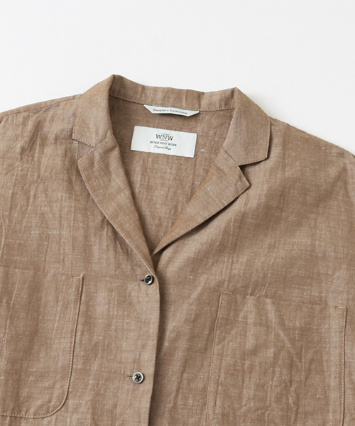 WORK NOT WORK URBAN RESEARCH（ワークノットワークアーバンリサーチ）の「WORK NOT WORK　コットンリネンシャンブレーシャツワンピース（シャツワンピース・レディース・ネイビー/ブラウン・MEDIUM）」の9枚目の写真