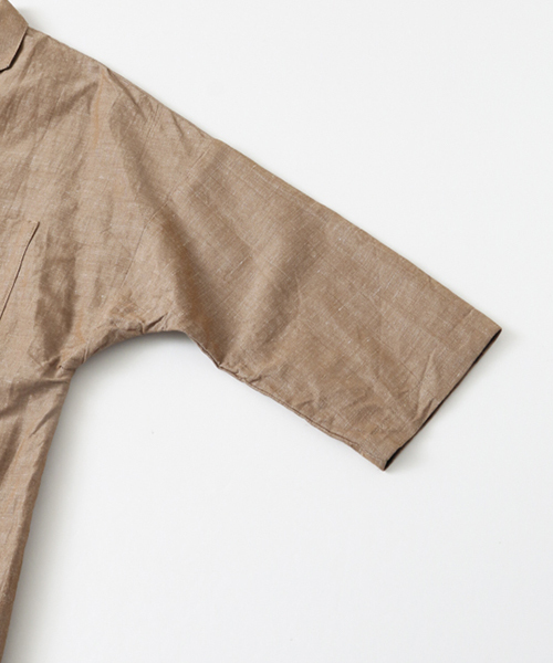 WORK NOT WORK URBAN RESEARCH（ワークノットワークアーバンリサーチ）の「WORK NOT WORK　コットンリネンシャンブレーシャツワンピース（シャツワンピース・レディース・ネイビー/ブラウン・MEDIUM）」の11枚目の写真