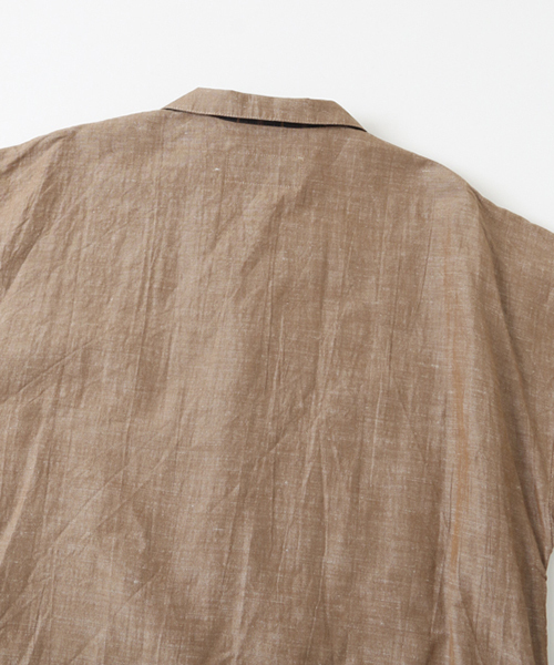 WORK NOT WORK URBAN RESEARCH（ワークノットワークアーバンリサーチ）の「WORK NOT WORK　コットンリネンシャンブレーシャツワンピース（シャツワンピース・レディース・ネイビー/ブラウン・MEDIUM）」の8枚目の写真