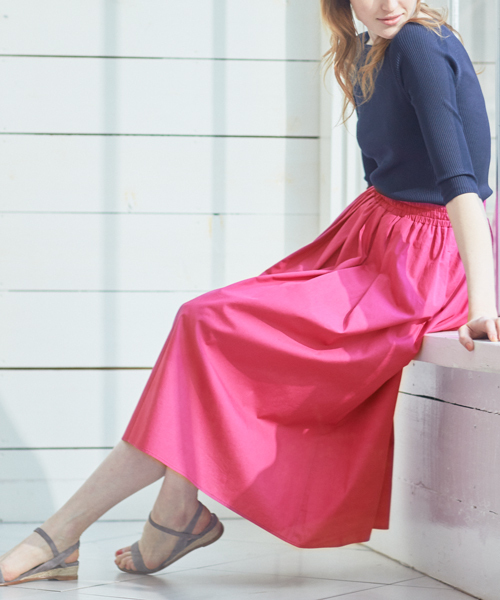 ANGLOBAL SHOP(アングローバルショップ)の「FORDMILLS / タックギャザースカート(スカート・レディース・ピンク/イエロー/ライトブルー/ピンク系その他・38/36)」の4枚目の写真