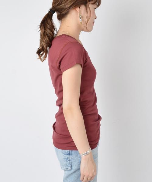 SHIPS（シップス）の「UネックTEE◇（Tシャツ/カットソー・レディース・ブラック/カーキ/ライトホワイト/レッド/オリーブ・36/38）」の7枚目の写真