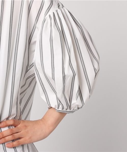 SHIPS for women（シップスフォーウィメン）の「ギャザースリーブストライプビッグシャツ（シャツ/ブラウス・レディース・ブルー/ライトホワイト・ONE SIZE）」の6枚目の写真
