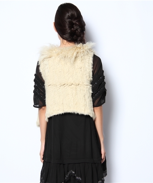 ROSE BUD（ローズバッド）の「(ROSE BUD JS FUR)RABBIT MONGOLIAN FUR VEST（ベスト・レディース・ブラック/ホワイト/グレー/タン・SMALL）」の6枚目の写真