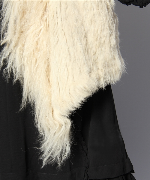 ROSE BUD（ローズバッド）の「(ROSE BUD JS FUR)RABBIT MONGOLIAN FUR VEST（ベスト・レディース・ブラック/ホワイト/グレー/タン・SMALL）」の8枚目の写真