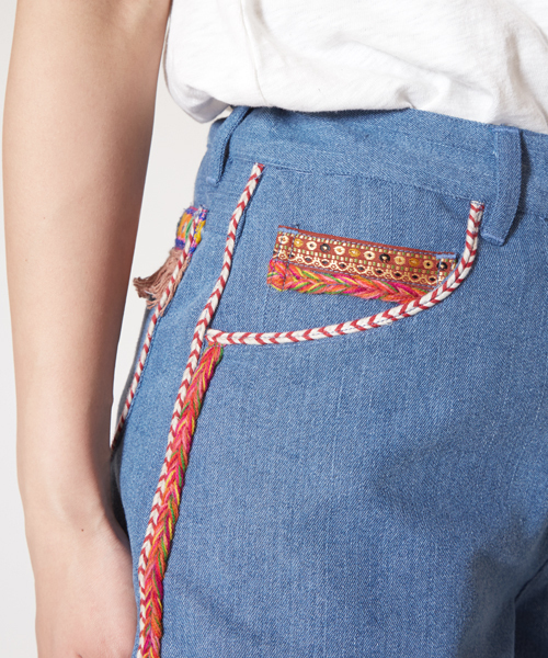 チャイハネ（チャイハネ）の「【チャイハネ】フォークロア デニムショートパンツ（その他パンツ・レディース・ダークブルー/ライトブルー・FREE）」の20枚目の写真