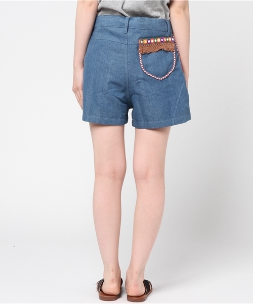 チャイハネ（チャイハネ）の「【チャイハネ】フォークロア デニムショートパンツ（その他パンツ・レディース・ダークブルー/ライトブルー・FREE）」の16枚目の写真