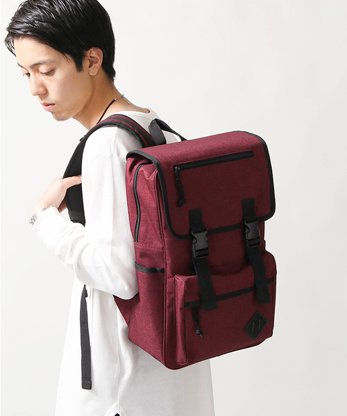 WEGO（ウィゴー）の「WEGO/スクエアフラップリュック（バックパック/リュック・メンズ・グレー/ネイビー/ブラウン/ブラック/ワイン・FREE）」の5枚目の写真