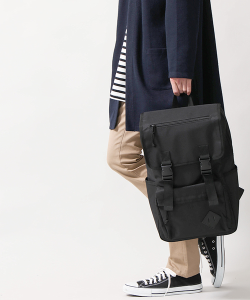 WEGO（ウィゴー）の「WEGO/スクエアフラップリュック（バックパック/リュック・メンズ・グレー/ネイビー/ブラウン/ブラック/ワイン・FREE）」の9枚目の写真