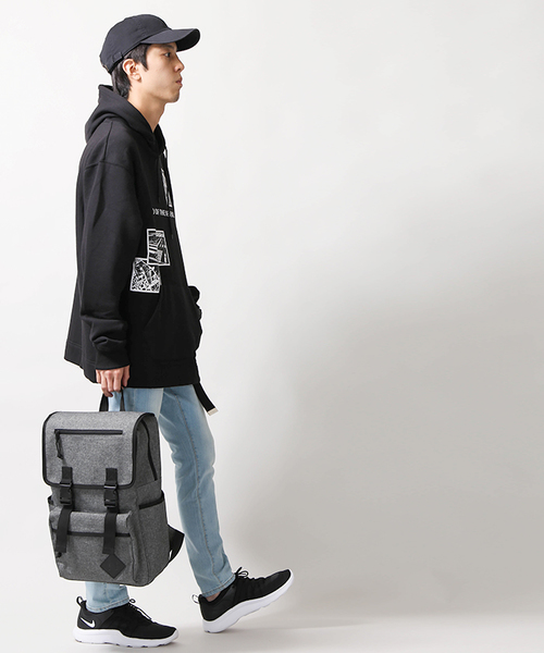 WEGO（ウィゴー）の「WEGO/スクエアフラップリュック（バックパック/リュック・メンズ・グレー/ネイビー/ブラウン/ブラック/ワイン・FREE）」の10枚目の写真