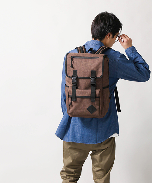 WEGO（ウィゴー）の「WEGO/スクエアフラップリュック（バックパック/リュック・メンズ・グレー/ネイビー/ブラウン/ブラック/ワイン・FREE）」の14枚目の写真