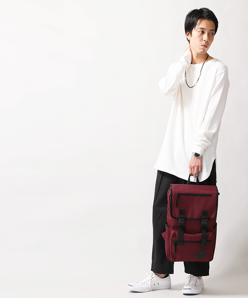 WEGO（ウィゴー）の「WEGO/スクエアフラップリュック（バックパック/リュック・メンズ・グレー/ネイビー/ブラウン/ブラック/ワイン・FREE）」の19枚目の写真