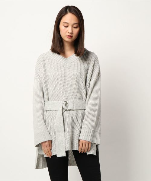 MURUA(ムルーア)の「ワイドVニットチュニック(ニット/セーター・レディース・ライトグレー/ピンク/その他1・FREE)」の22枚目の写真