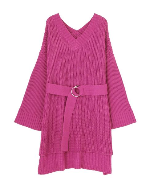 MURUA(ムルーア)の「ワイドVニットチュニック(ニット/セーター・レディース・ライトグレー/ピンク/その他1・FREE)」の12枚目の写真