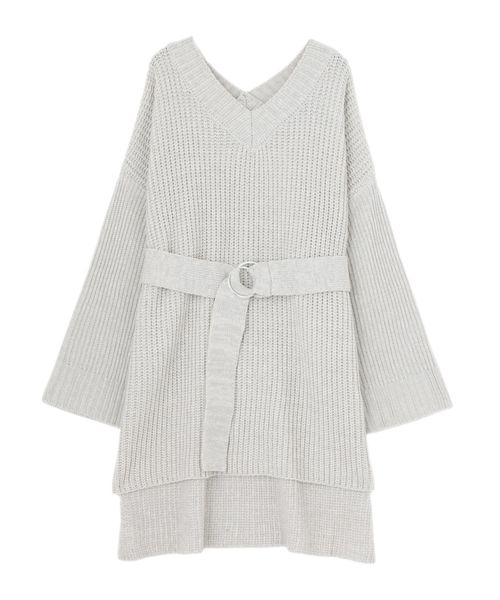 MURUA(ムルーア)の「ワイドVニットチュニック(ニット/セーター・レディース・ライトグレー/ピンク/その他1・FREE)」の5枚目の写真