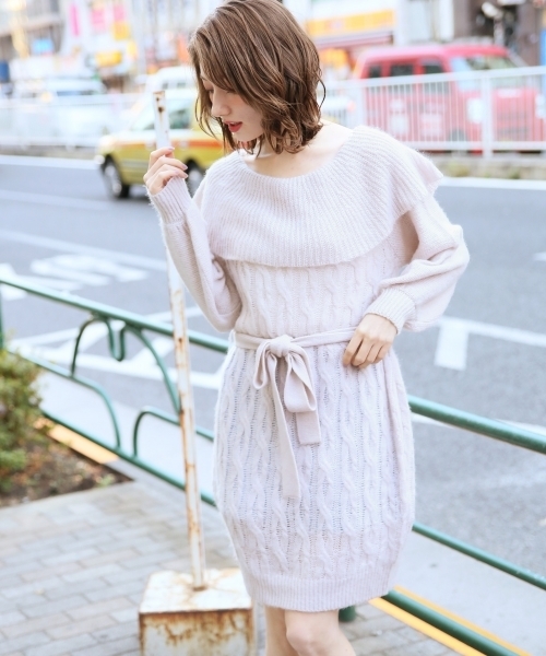 Heather ヘザー の ガラアミオフショルニットワンピース 79 ワンピース Wear