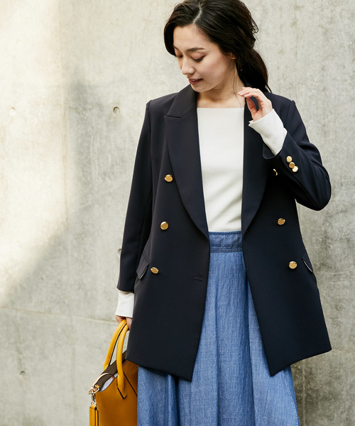 RIVE DROITE（リヴドロワ）の「【好評につき追加！】メタル釦ダブルジャケット（テーラードジャケット・レディース・ネイビー・FREE）」の5枚目の写真