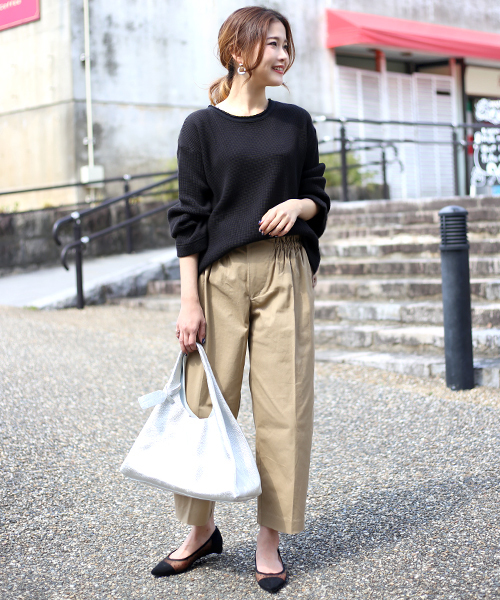 Bab Bou Jeloud（バブブージュルード）の「【WEB限定】やわらかワッフル生地使用◇ベルスリーブプルオーバー（Tシャツ/カットソー・レディース・ブラック/ネイビー/オフホワイト/カーキ/A/B・FREE）」の22枚目の写真