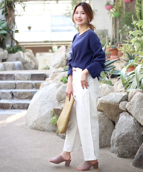 Bab Bou Jeloud（バブブージュルード）の「【WEB限定】やわらかワッフル生地使用◇ベルスリーブプルオーバー（Tシャツ/カットソー・レディース・ブラック/ネイビー/オフホワイト/カーキ/A/B・FREE）」の12枚目の写真