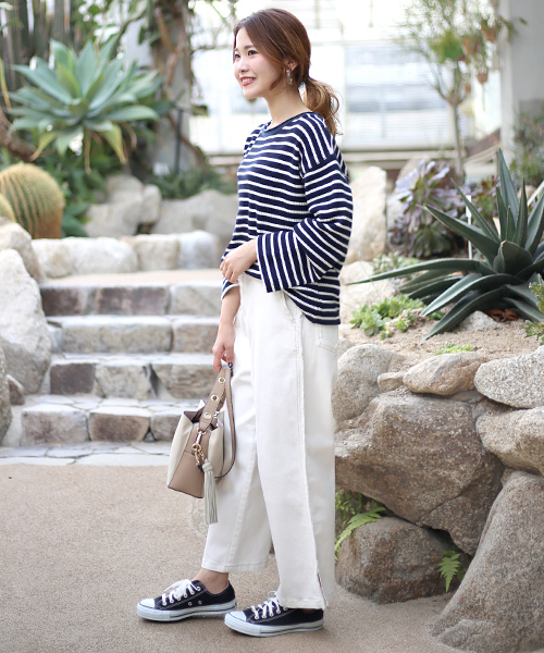 Bab Bou Jeloud（バブブージュルード）の「【WEB限定】やわらかワッフル生地使用◇ベルスリーブプルオーバー（Tシャツ/カットソー・レディース・ブラック/ネイビー/オフホワイト/カーキ/A/B・FREE）」の9枚目の写真