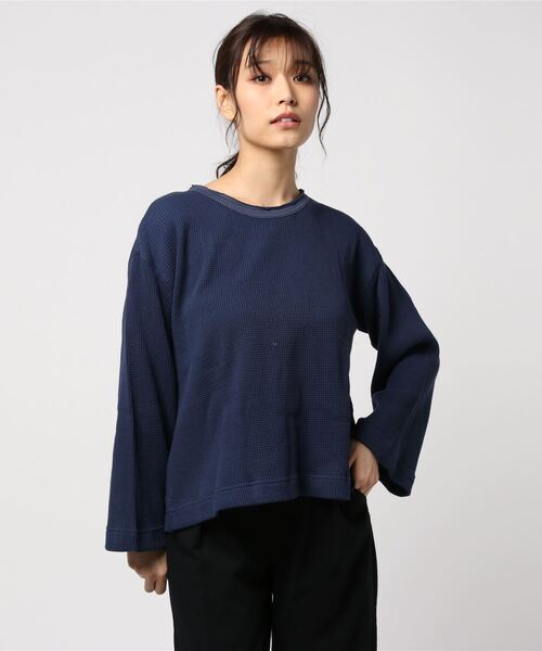 Bab Bou Jeloud（バブブージュルード）の「【WEB限定】やわらかワッフル生地使用◇ベルスリーブプルオーバー（Tシャツ/カットソー・レディース・ブラック/ネイビー/オフホワイト/カーキ/A/B・FREE）」の4枚目の写真