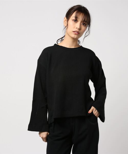 Bab Bou Jeloud（バブブージュルード）の「【WEB限定】やわらかワッフル生地使用◇ベルスリーブプルオーバー（Tシャツ/カットソー・レディース・ブラック/ネイビー/オフホワイト/カーキ/A/B・FREE）」の3枚目の写真