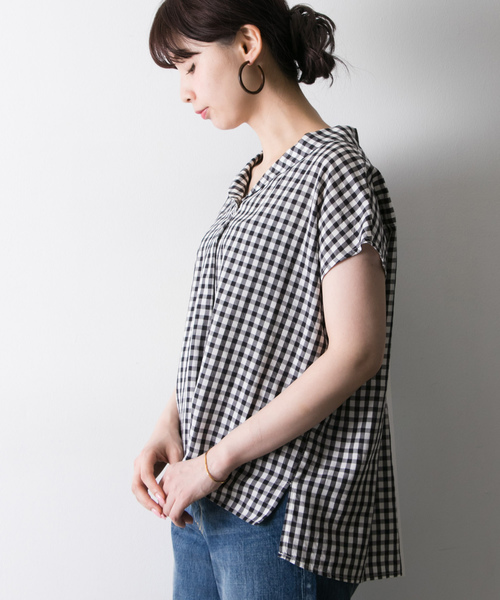 URBAN RESEARCH（アーバンリサーチ）の「テンセルタイプライターショールカラーブラウス（シャツ/ブラウス・レディース・オフホワイト/ブラック/チェック・FREE）」の13枚目の写真