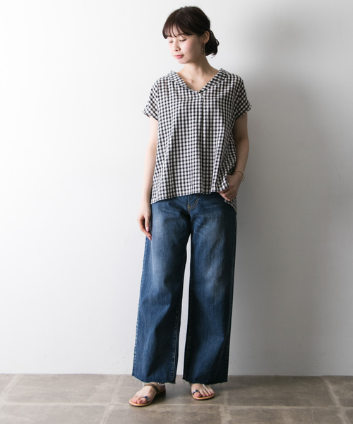 URBAN RESEARCH（アーバンリサーチ）の「テンセルタイプライターショールカラーブラウス（シャツ/ブラウス・レディース・オフホワイト/ブラック/チェック・FREE）」の17枚目の写真