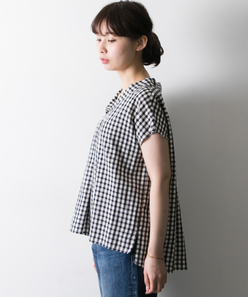 URBAN RESEARCH（アーバンリサーチ）の「テンセルタイプライターショールカラーブラウス（シャツ/ブラウス・レディース・オフホワイト/ブラック/チェック・FREE）」の11枚目の写真