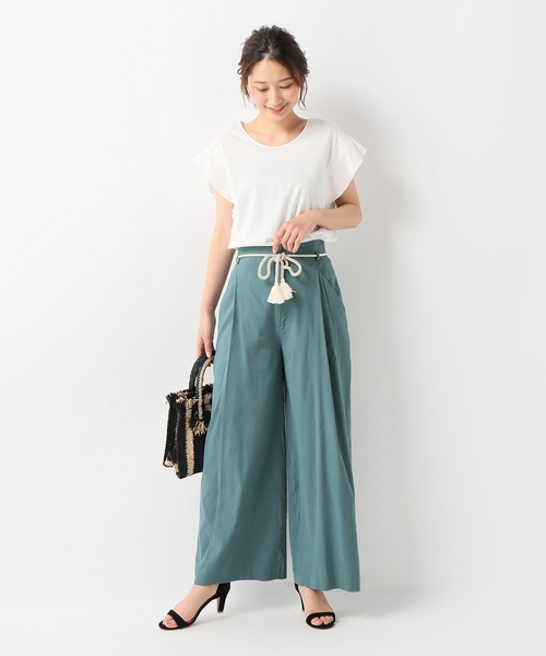 SLOBE IENA(スローブイエナ)の「Vis/麻 タッセルリボンパンツ◆(その他パンツ・レディース・ベージュ/グリーン/ホワイト・36/38/40)」の7枚目の写真