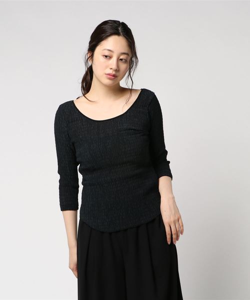 VERMEIL par iena(ヴェルメイユパーイエナ)の「シャーリングプルオーバー◆(Tシャツ/カットソー・レディース・ホワイト/ブラック・FREE)」の9枚目の写真