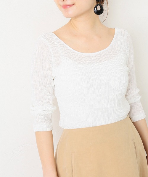 VERMEIL par iena(ヴェルメイユパーイエナ)の「シャーリングプルオーバー◆(Tシャツ/カットソー・レディース・ホワイト/ブラック・FREE)」の8枚目の写真