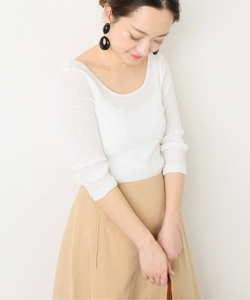 VERMEIL par iena(ヴェルメイユパーイエナ)の「シャーリングプルオーバー◆(Tシャツ/カットソー・レディース・ホワイト/ブラック・FREE)」の14枚目の写真