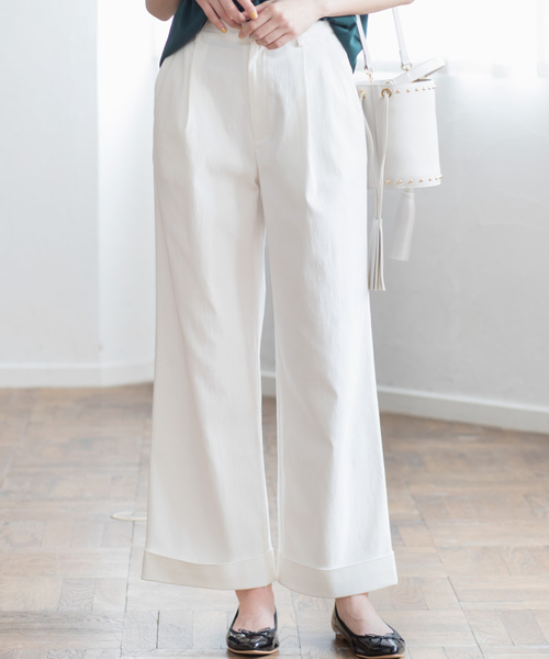 IEDIT（イディット）の「ＩＥＤＩＴ　歩くたびに空気が通る　涼やかパンツ　ワイドパンツ（その他パンツ・レディース・ブラック/アイボリー/ネイビー/ベージュ/カーキ・X-LARGE/XX-LARGE/SMALL/MEDIUM/LARGE）」の3枚目の写真