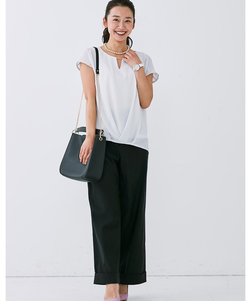 IEDIT（イディット）の「ＩＥＤＩＴ　歩くたびに空気が通る　涼やかパンツ　ワイドパンツ（その他パンツ・レディース・ブラック/アイボリー/ネイビー/ベージュ/カーキ・X-LARGE/XX-LARGE/SMALL/MEDIUM/LARGE）」の6枚目の写真