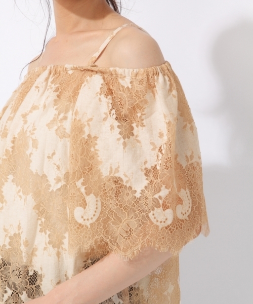 laboratory work（ラボラトリーワーク）の「スカラップレースオフショルブラウス（シャツ/ブラウス・レディース・グレー/イエロー/ライトベージュ・MEDIUM）」の14枚目の写真