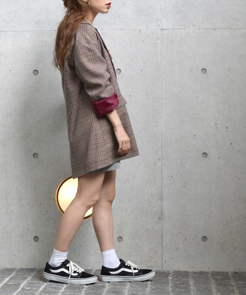 w closet（ダブルクローゼット）の「グレンチェックテーラードジャケット_（テーラードジャケット・レディース・ブラウン/ベージュ/グレー・FREE）」の5枚目の写真