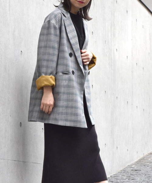 w closet（ダブルクローゼット）の「グレンチェックテーラードジャケット_（テーラードジャケット・レディース・ブラウン/ベージュ/グレー・FREE）」の20枚目の写真