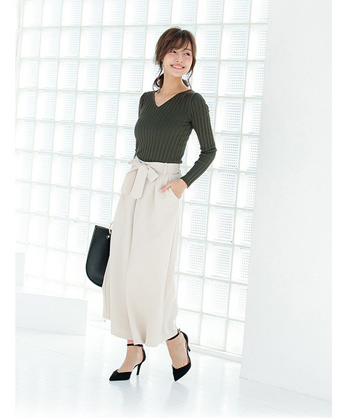 fifth（フィフス）の「Vネックリブニット（ニット/セーター・レディース・グレー/ブラック/サックスブルー/ネイビー/ピンク/カーキ/ベージュ・MEDIUM）」の5枚目の写真