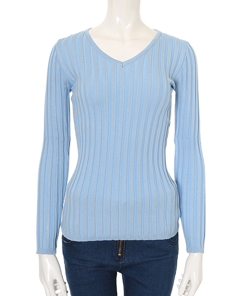 fifth（フィフス）の「Vネックリブニット（ニット/セーター・レディース・グレー/ブラック/サックスブルー/ネイビー/ピンク/カーキ/ベージュ・MEDIUM）」の7枚目の写真