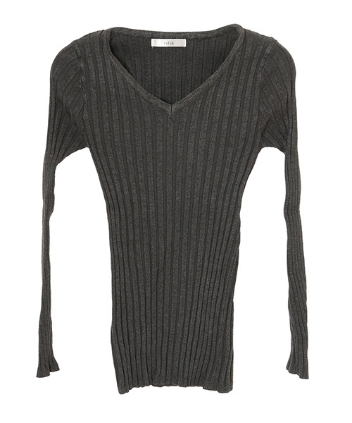 fifth（フィフス）の「Vネックリブニット（ニット/セーター・レディース・グレー/ブラック/サックスブルー/ネイビー/ピンク/カーキ/ベージュ・MEDIUM）」の13枚目の写真