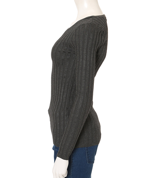 fifth（フィフス）の「Vネックリブニット（ニット/セーター・レディース・グレー/ブラック/サックスブルー/ネイビー/ピンク/カーキ/ベージュ・MEDIUM）」の12枚目の写真