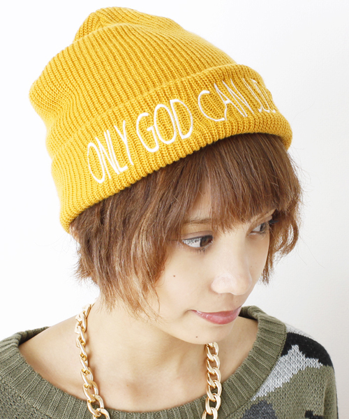 WEGO（ウィゴー）の「WEGO/ロゴ刺繍ニットキャップ（ニットキャップ/ビーニー・メンズ・ブラック/ネイビー/マスタード/ワイン・FREE）」の3枚目の写真