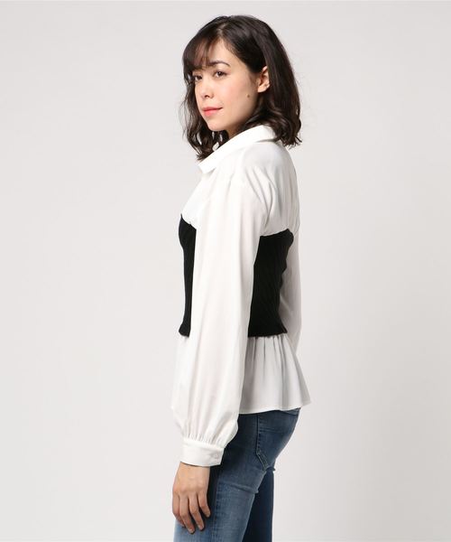 ENVYM（アンビー）の「バルーンスリーブドッキングＳＨ（シャツ/ブラウス・レディース・ホワイト/ブラック・FREE）」の3枚目の写真