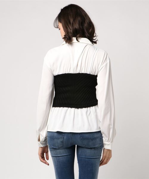 ENVYM（アンビー）の「バルーンスリーブドッキングＳＨ（シャツ/ブラウス・レディース・ホワイト/ブラック・FREE）」の4枚目の写真