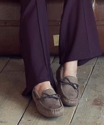 KOBE LETTUCE | 選べる[無地/レオパード柄] リボン紐ファーモカシンシューズ(モカシン/デッキシューズ)