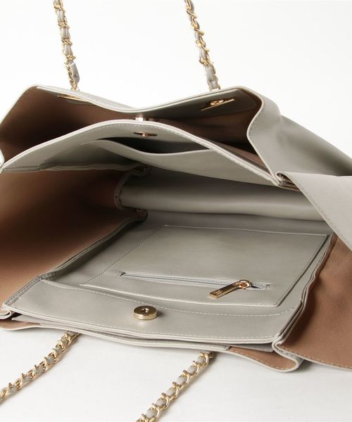 Pierrot（ピエロ）の「チェーンデザイントートバッグ（トートバッグ・レディース・ブラック/ベージュ/グレー・FREE）」の5枚目の写真