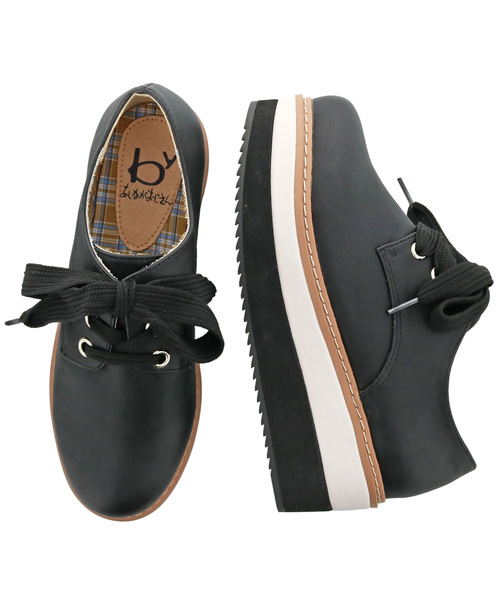 byあしながおじさん（バイアシナガオジサン）の「〈byあしながおじさん 〉　厚底レースアップシューズ（その他シューズ・レディース・アイボリー/ブラック/オレンジ・L/LL/S/M）」の9枚目の写真