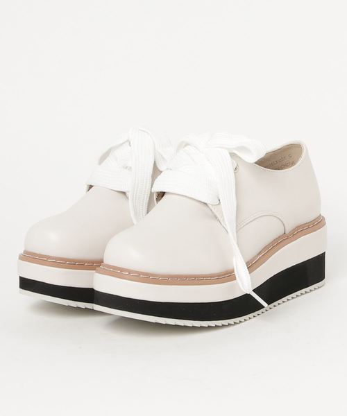 byあしながおじさん（バイアシナガオジサン）の「〈byあしながおじさん 〉　厚底レースアップシューズ（その他シューズ・レディース・アイボリー/ブラック/オレンジ・L/LL/S/M）」の6枚目の写真