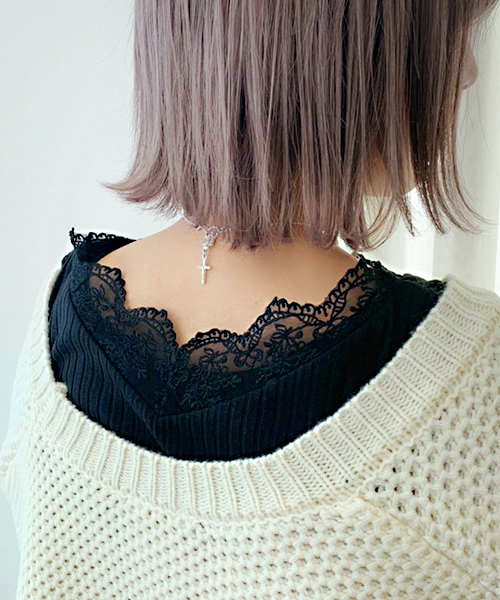 apres jour（アプレジュール）の「スカラップレースタンクトップ【ZOZOTOWN限定アイテム】（タンクトップ・レディース・ブラック/オフホワイト・フリー）」の5枚目の写真