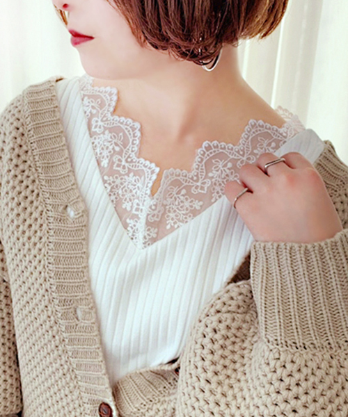 apres jour（アプレジュール）の「スカラップレースタンクトップ【ZOZOTOWN限定アイテム】（タンクトップ・レディース・ブラック/オフホワイト・フリー）」の7枚目の写真